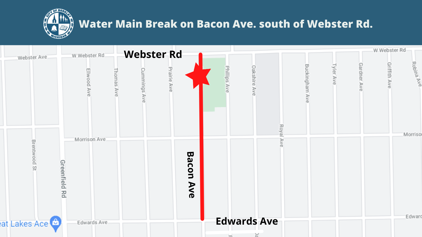 Water Main Break Maps_Bacon south of Webster